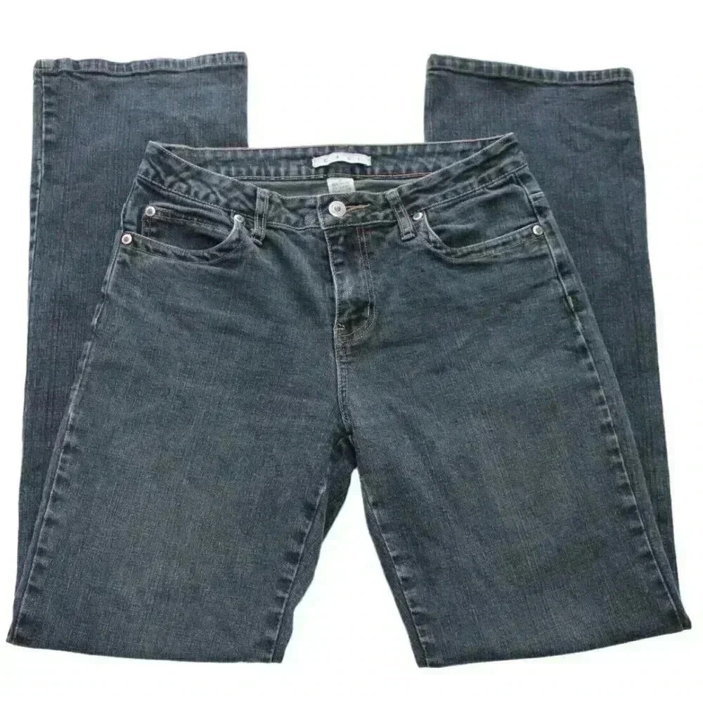 CAbi 895 Womens Size 8 Dark Wash Mid Rise Contemporary Flare Bootcut Denim Jeans